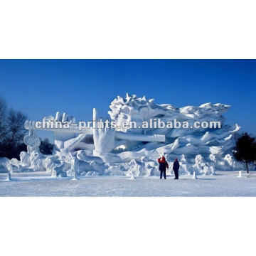 Statue de neige Impression numérique sur tissu en toile
